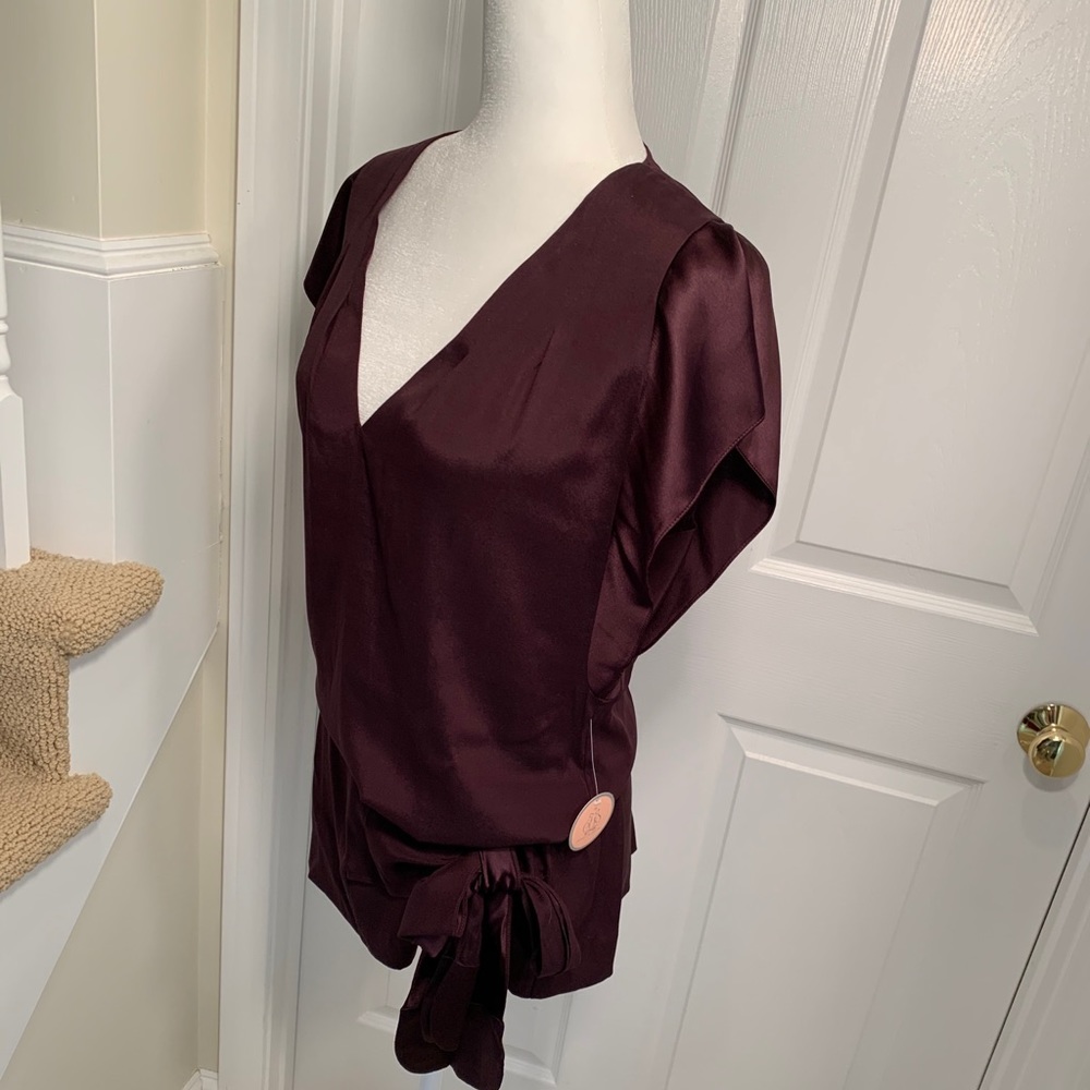 NWT, Rebecca Taylor. Deep burgundy silk top